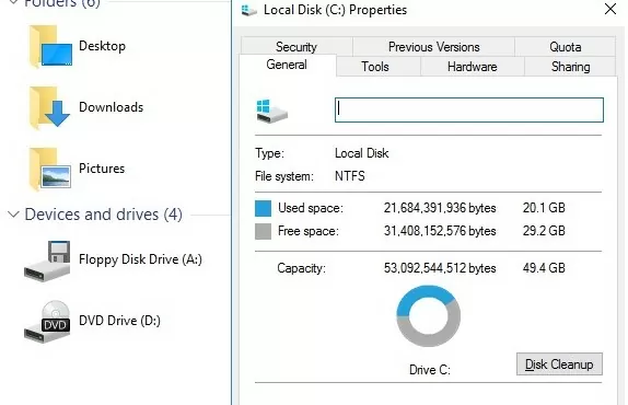 run disk cleanup on windows server