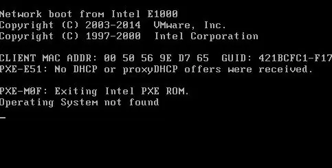 boot error: Operating System not found