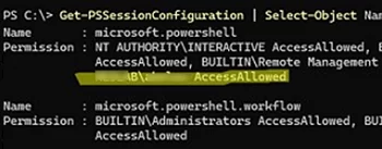 Get-PSSessionConfiguration - check user permissions