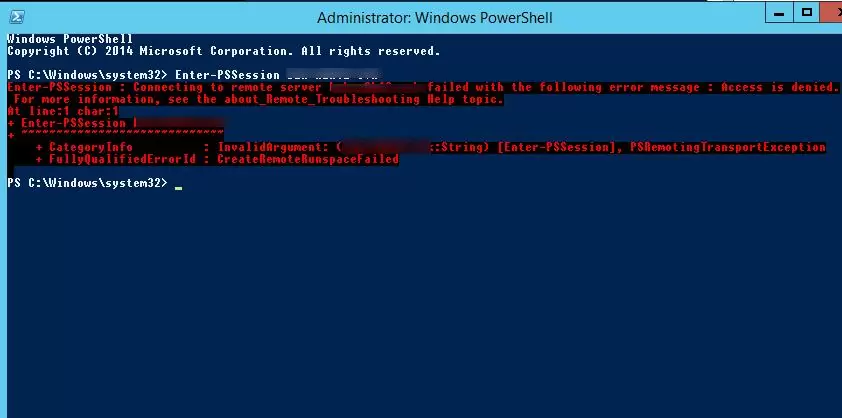 Enter-PSSession : Connecting to remote server lon-srv1 failed with the following error message : Access is denied