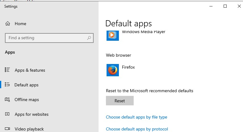 Reset File Associations to Default on Windows 10