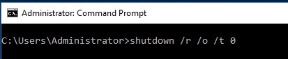 shutdown -o (parameter to boot into winre)