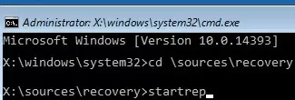 winre command prompt startrep.exe