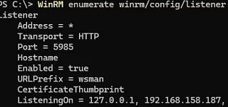 WinRM enumerate winrm/config/listener
