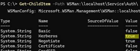 WSMan - list supported auth protocol