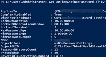Get-ADFineGrainedPasswordPolicy - list custom password policies in active directory with powershell