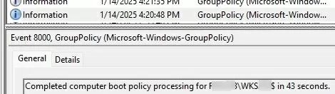Event ID 8000: boot policy processing time