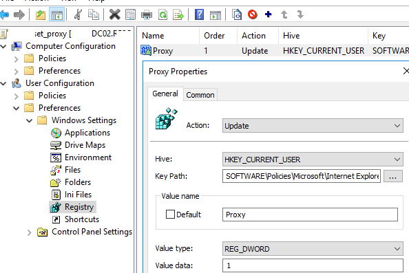 hide Proxy settings in Windows via registry