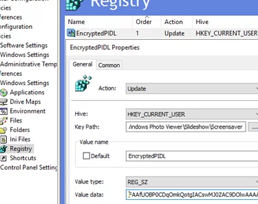 Apply EncryptedPIDL registry parameter via Group Policy