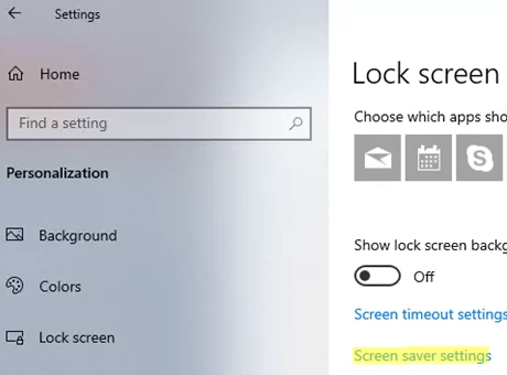 Windows 10: Screen Saver Settings