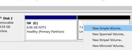 create second partition on a removable drive