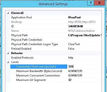 iis Connection Time-out settings