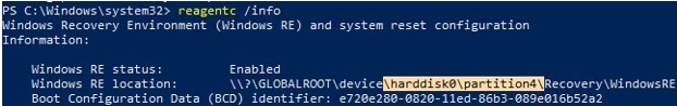 reagentc: find winre recovery partition number