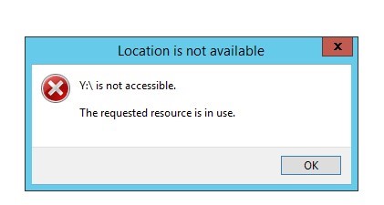 Y:\ is not accessible The requested resource is in use