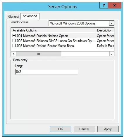 001 Microsoft Disable Netbios Option - dhcp