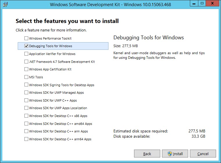 installing Debugging Tools for Windows