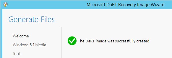 The DaRT image was successfully created