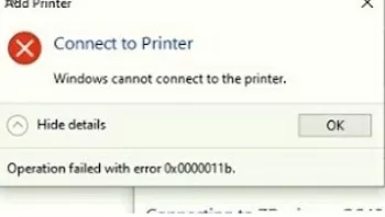 Windows cannot connect to the printer. Operation failed with error 0x0000011b.