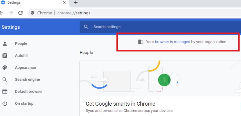 chrome Your browser is managed by your organization