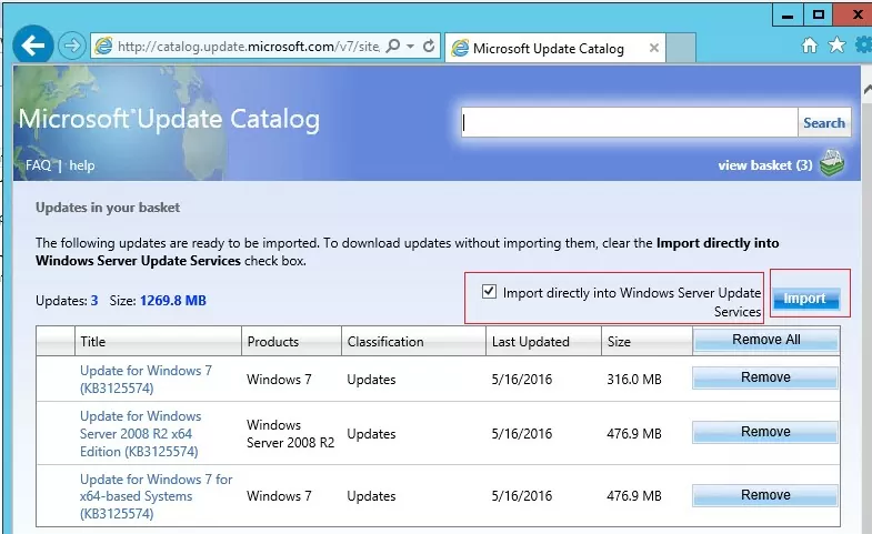 Import directly into Windows Server Update Services 