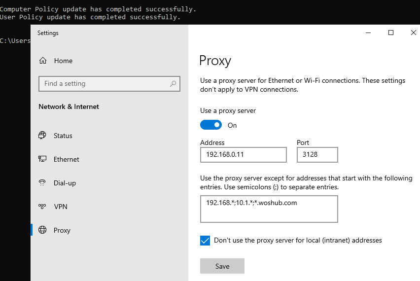 check proxy server settings on windows 10