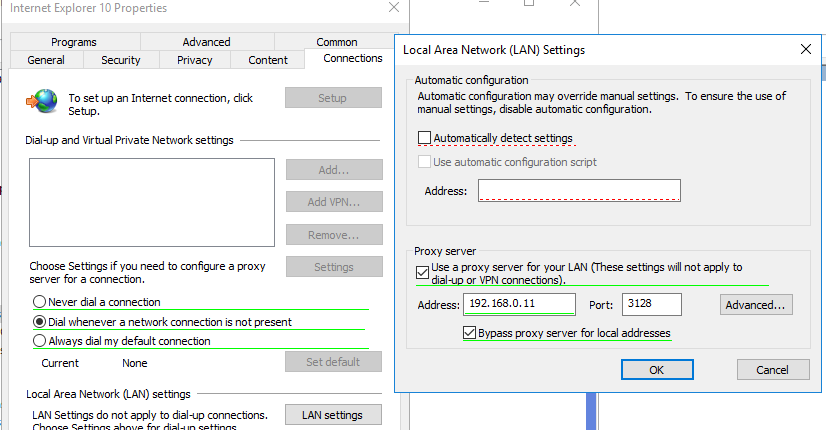 HTTP proxy configuration on Windows 7