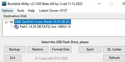 write clover boot manager on usb drive