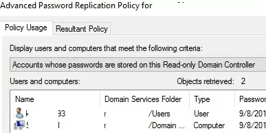 advanced password replication policy for read-only dc