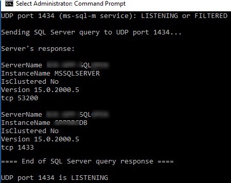 portqry - checking sql server response and running instances