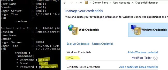 view plain text password stored in Windows Credential Manager 