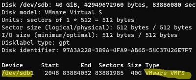 check vmware vmfs partition on linux