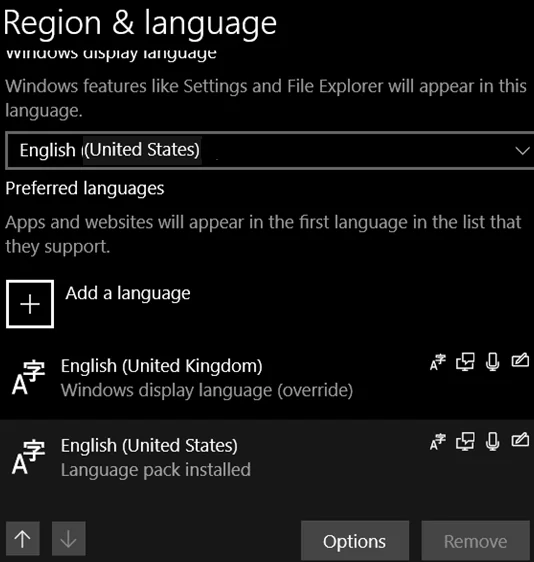 Can't remove language in language preferences after windows 10 1803 april update