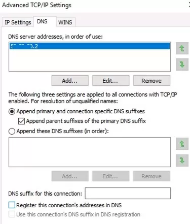 dont register connection in dns