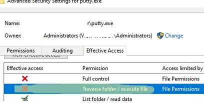 grant NTFS execute permission for exe files