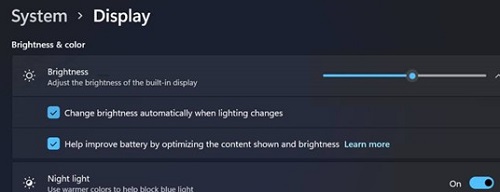 disable adaptive screen brightness control on windows 11 laptop