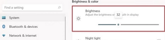 changing screen brightness from windows 11 settings