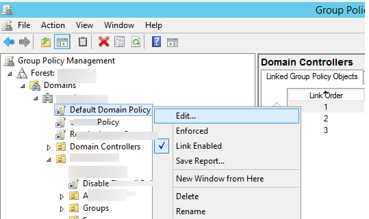 edit default domain policy