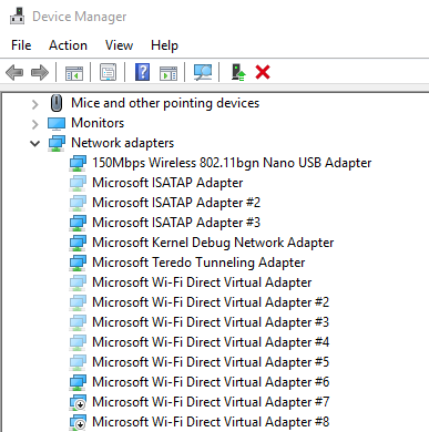 hidden Microsoft Virtual WiFi Miniport Adapter #4