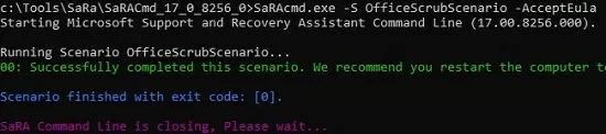 saracmd remove office product from command prompt