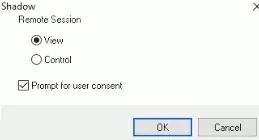 shadow connection to user remote desktop session on windows server 2016