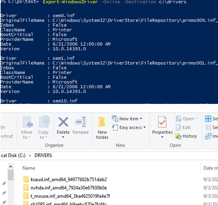 Export-WindowsDriver PowerShell cmdlet to backup device drivers
