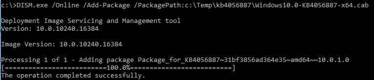 DISM.exe /Online /Add-Package - install update from cab file