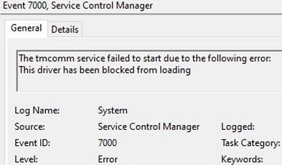 eventid 7000 driver blocked from loading
