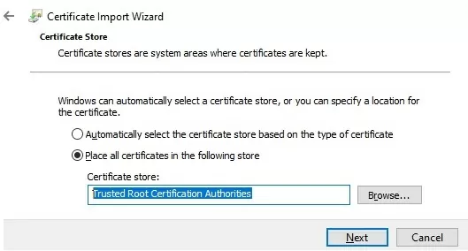 install certificate to trusted root certification authorities