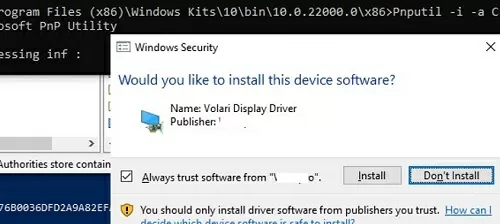 install self signed driver on windows