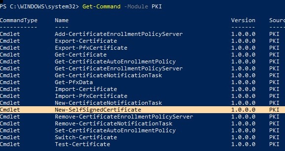 powershell pki module - manage certificates on windows 