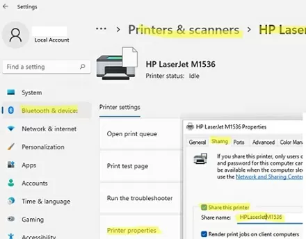 create shared printer in windows 11