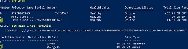 using powershell to assign drive letter to the partition on the USB drive