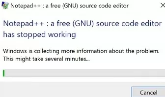 application has stopped working, Windows is collecting more information about the problem